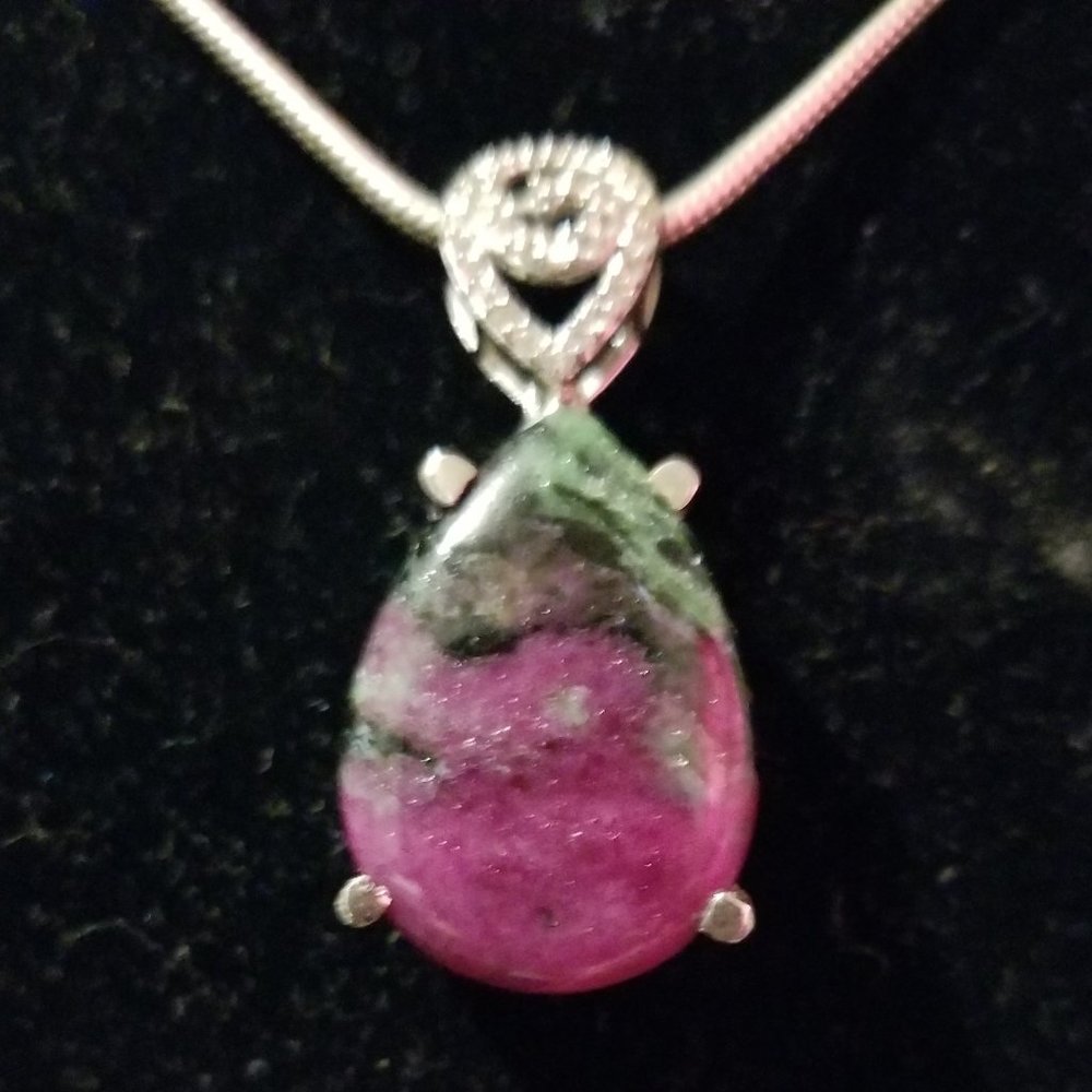 Ruby/Fuschite Sterling Silver Necklace - .925